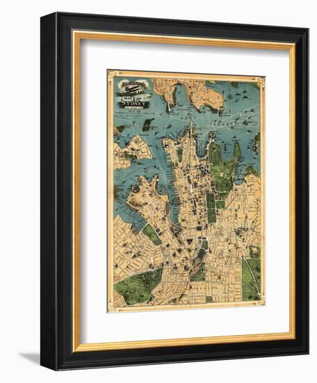 Sydney, Australia - Panoramic Map-Lantern Press-Framed Art Print