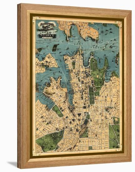 Sydney, Australia - Panoramic Map-Lantern Press-Framed Stretched Canvas