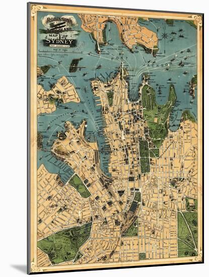 Sydney, Australia - Panoramic Map-Lantern Press-Mounted Art Print