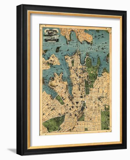 Sydney, Australia - Panoramic Map-Lantern Press-Framed Art Print