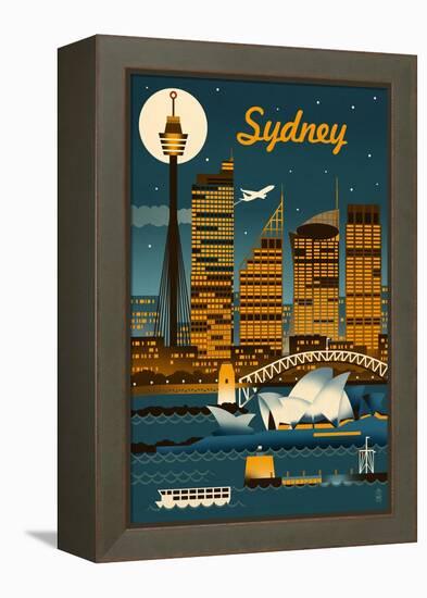 Sydney, Australia - Retro Skyline-Lantern Press-Framed Stretched Canvas