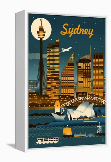 Sydney, Australia - Retro Skyline-Lantern Press-Framed Stretched Canvas