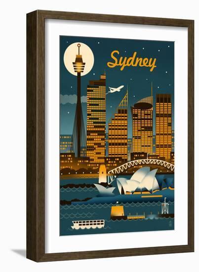 Sydney, Australia - Retro Skyline-Lantern Press-Framed Art Print