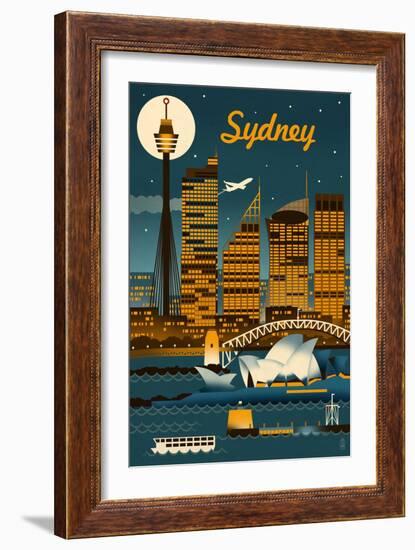 Sydney, Australia - Retro Skyline-Lantern Press-Framed Art Print