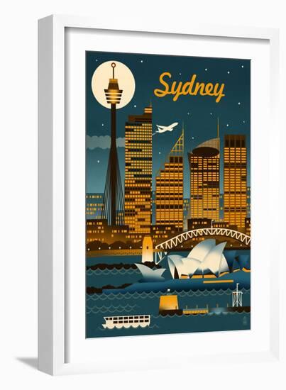 Sydney, Australia - Retro Skyline-Lantern Press-Framed Art Print