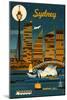 Sydney, Australia - Retro Skyline-Lantern Press-Mounted Art Print