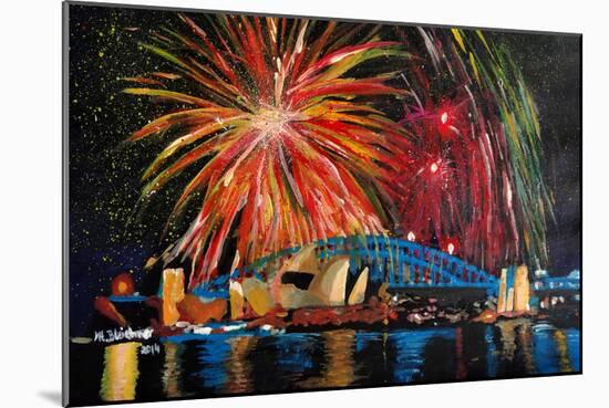 Sydney Australia Silvester with Opera Fireworks-Martina Bleichner-Mounted Art Print