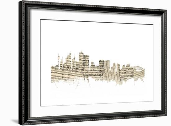 Sydney Australia Skyline Sheet Music Cityscape-Michael Tompsett-Framed Art Print