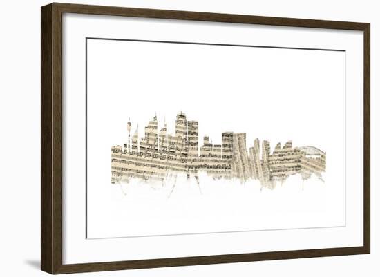 Sydney Australia Skyline Sheet Music Cityscape-Michael Tompsett-Framed Art Print