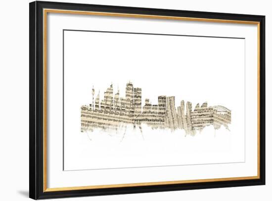 Sydney Australia Skyline Sheet Music Cityscape-Michael Tompsett-Framed Art Print