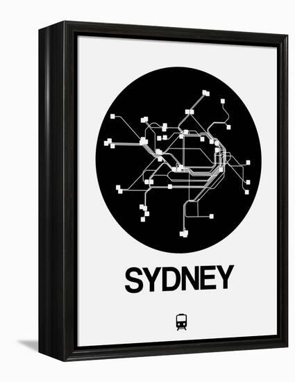 Sydney Black Subway Map-NaxArt-Framed Stretched Canvas