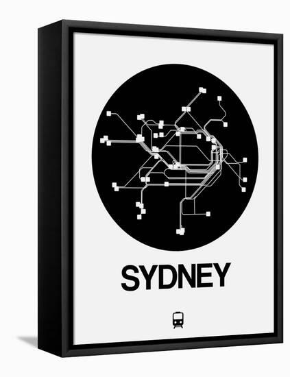 Sydney Black Subway Map-NaxArt-Framed Stretched Canvas