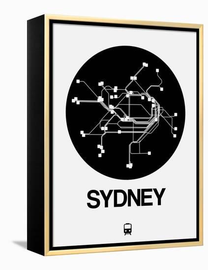 Sydney Black Subway Map-NaxArt-Framed Stretched Canvas