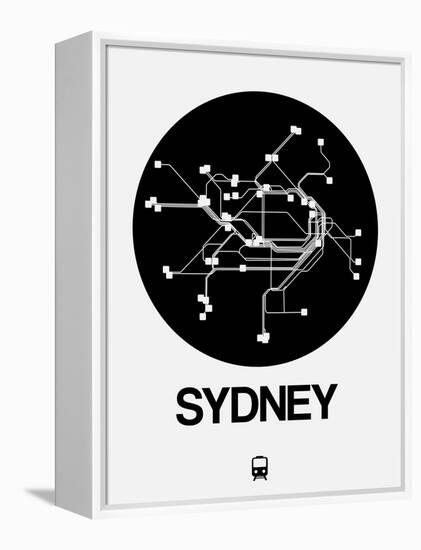 Sydney Black Subway Map-NaxArt-Framed Stretched Canvas