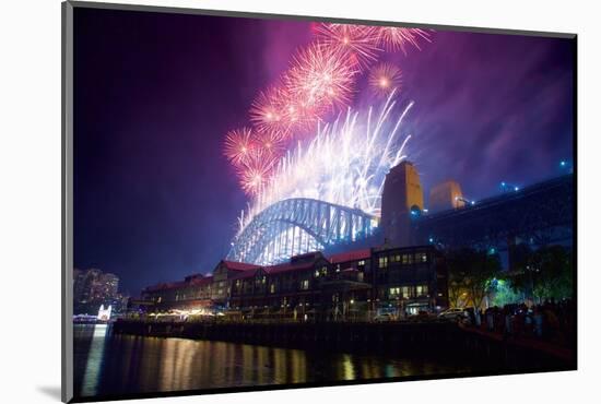 Sydney Harbour Bridge and New Years Eve Fireworks, Sydney, New South Wales, Australia, Oceania-Frank Fell-Mounted Photographic Print