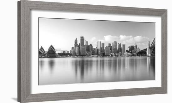 Sydney Harbour Bridge and Skylines at Dusk, Sydney, New South Wales, Australia-null-Framed Photographic Print