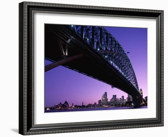 Sydney Harbour Bridge at Dusk , Sydney, New South Wales, Australia-Steve Vidler-Framed Photographic Print