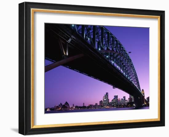 Sydney Harbour Bridge at Dusk , Sydney, New South Wales, Australia-Steve Vidler-Framed Photographic Print