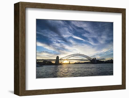 Sydney harbour bridge at sunset, Sydney, New South Wales, Australia, Pacific-Michael Runkel-Framed Photographic Print