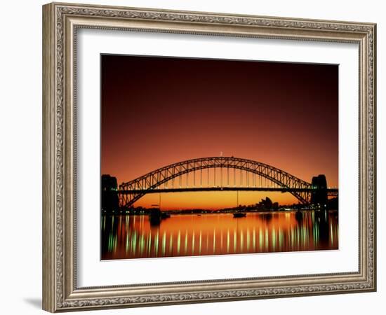 Sydney Harbour Bridge at Sunset, Sydney, New South Wales, Australia-Steve Vidler-Framed Photographic Print