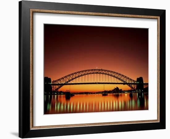 Sydney Harbour Bridge at Sunset, Sydney, New South Wales, Australia-Steve Vidler-Framed Photographic Print