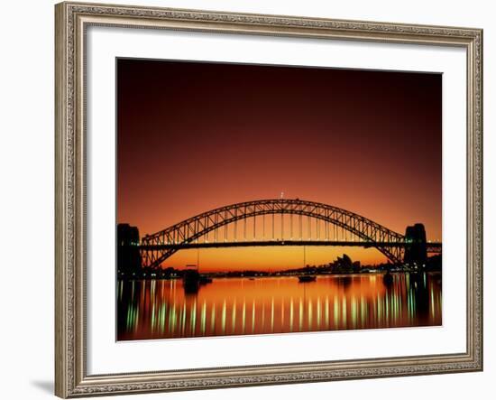 Sydney Harbour Bridge at Sunset, Sydney, New South Wales, Australia-Steve Vidler-Framed Photographic Print