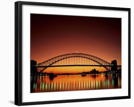 Sydney Harbour Bridge at Sunset, Sydney, New South Wales, Australia-Steve Vidler-Framed Photographic Print