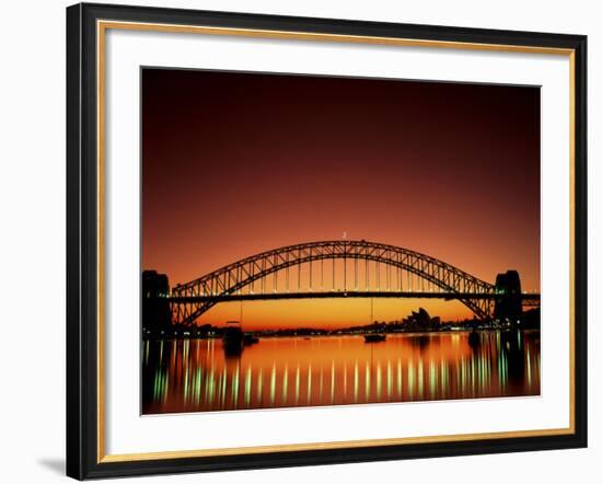 Sydney Harbour Bridge at Sunset, Sydney, New South Wales, Australia-Steve Vidler-Framed Photographic Print