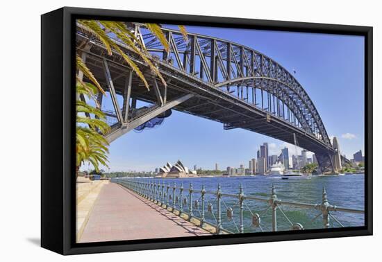 Sydney Harbour Bridge with City Skyline, Sydney, Australia-robert cicchetti-Framed Premier Image Canvas