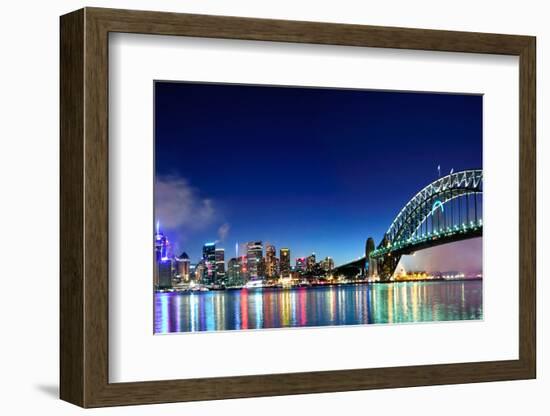 Sydney Harbour NYE Fireworks Panorama-mroz-Framed Photographic Print