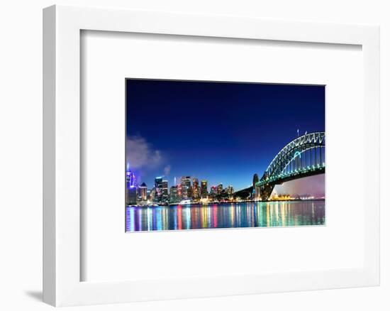 Sydney Harbour NYE Fireworks Panorama-mroz-Framed Photographic Print