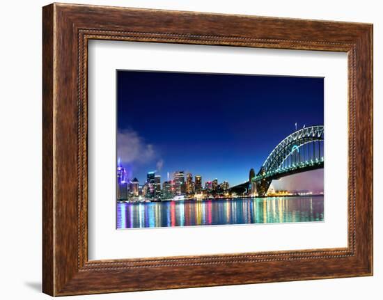 Sydney Harbour NYE Fireworks Panorama-mroz-Framed Photographic Print