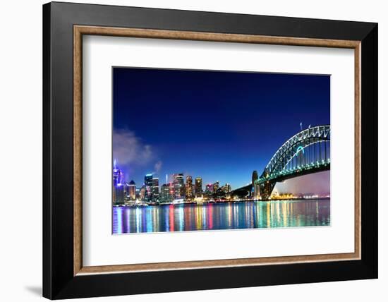 Sydney Harbour NYE Fireworks Panorama-mroz-Framed Photographic Print