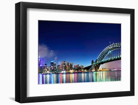 Sydney Harbour NYE Fireworks Panorama-mroz-Framed Photographic Print