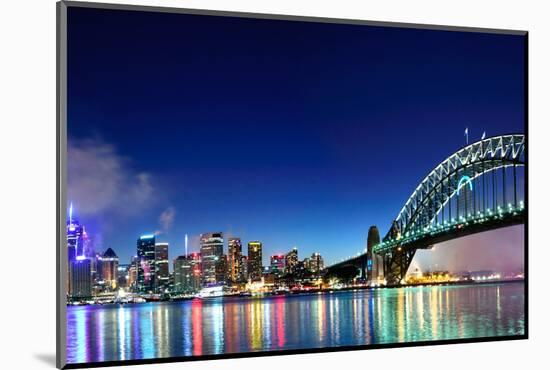 Sydney Harbour NYE Fireworks Panorama-mroz-Mounted Photographic Print