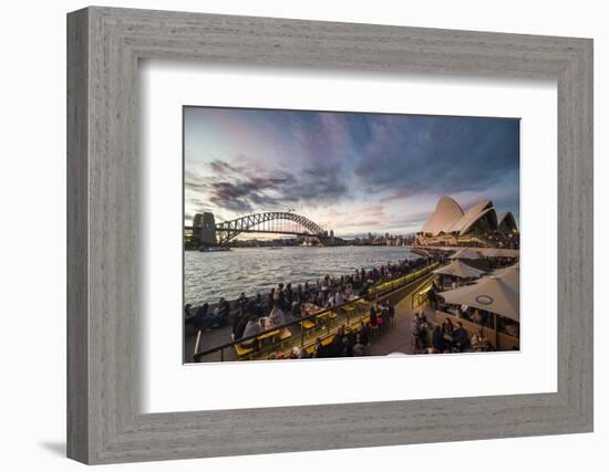 Sydney Harbour with the Harbour Bridge and Opera House after sunset, Sydney, New South Wales, Austr-Michael Runkel-Framed Photographic Print