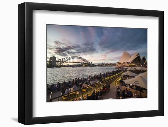 Sydney Harbour with the Harbour Bridge and Opera House after sunset, Sydney, New South Wales, Austr-Michael Runkel-Framed Photographic Print