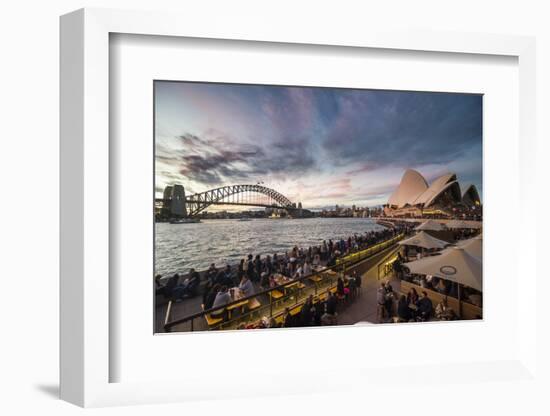 Sydney Harbour with the Harbour Bridge and Opera House after sunset, Sydney, New South Wales, Austr-Michael Runkel-Framed Photographic Print