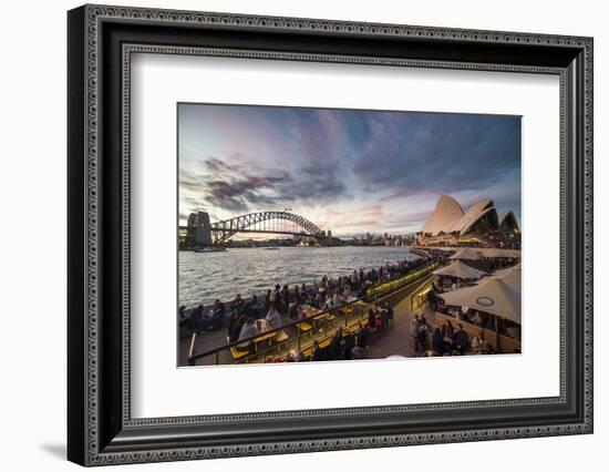 Sydney Harbour with the Harbour Bridge and Opera House after sunset, Sydney, New South Wales, Austr-Michael Runkel-Framed Photographic Print
