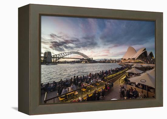 Sydney Harbour with the Harbour Bridge and Opera House after sunset, Sydney, New South Wales, Austr-Michael Runkel-Framed Premier Image Canvas