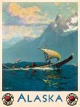 Alaska - Northern Pacific Railway - Native Umiak Boat - Vintage Railroad Travel Poster, 1930s-Sydney Laurence-Art Print