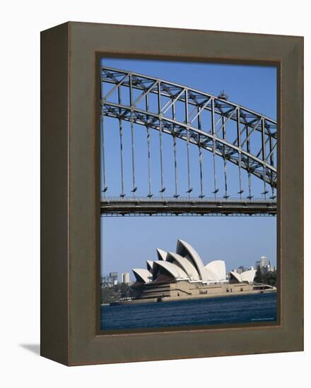 Sydney Opera House and Harbour Bridge, Sydney, New South Wales (N.S.W.), Australia-Fraser Hall-Framed Premier Image Canvas