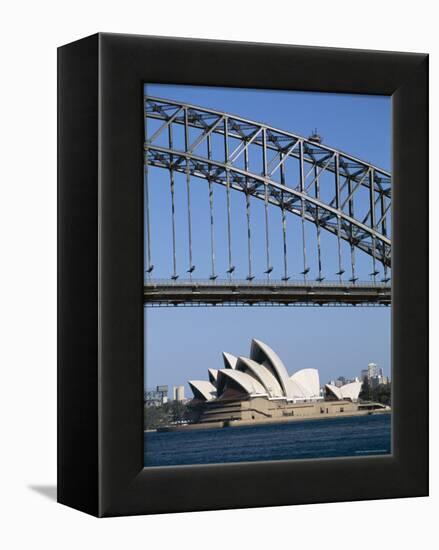 Sydney Opera House and Harbour Bridge, Sydney, New South Wales (N.S.W.), Australia-Fraser Hall-Framed Premier Image Canvas