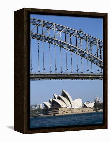 Sydney Opera House and Harbour Bridge, Sydney, New South Wales (N.S.W.), Australia-Fraser Hall-Framed Premier Image Canvas