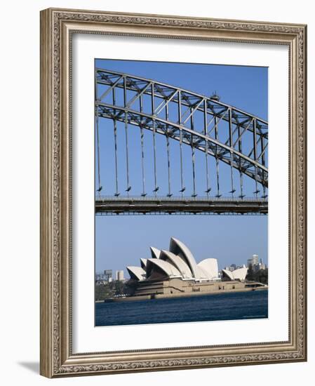 Sydney Opera House and Harbour Bridge, Sydney, New South Wales (N.S.W.), Australia-Fraser Hall-Framed Photographic Print