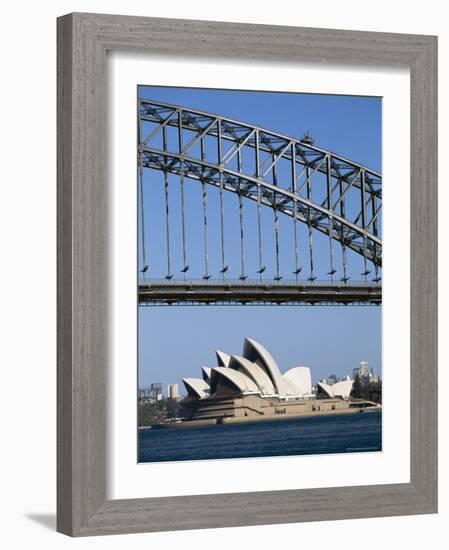 Sydney Opera House and Harbour Bridge, Sydney, New South Wales (N.S.W.), Australia-Fraser Hall-Framed Photographic Print