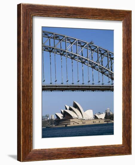 Sydney Opera House and Harbour Bridge, Sydney, New South Wales (N.S.W.), Australia-Fraser Hall-Framed Photographic Print