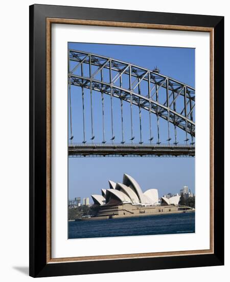 Sydney Opera House and Harbour Bridge, Sydney, New South Wales (N.S.W.), Australia-Fraser Hall-Framed Photographic Print