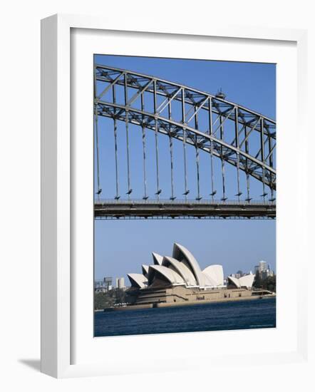 Sydney Opera House and Harbour Bridge, Sydney, New South Wales (N.S.W.), Australia-Fraser Hall-Framed Photographic Print