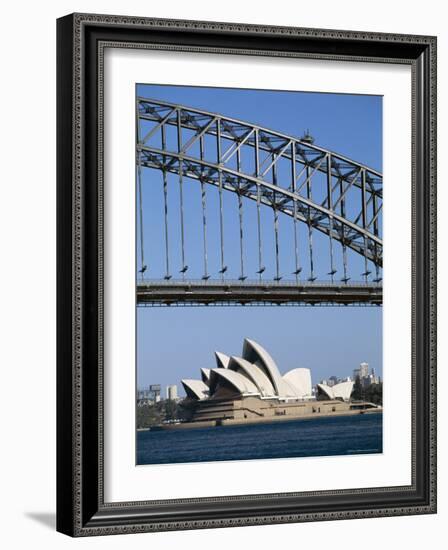 Sydney Opera House and Harbour Bridge, Sydney, New South Wales (N.S.W.), Australia-Fraser Hall-Framed Photographic Print